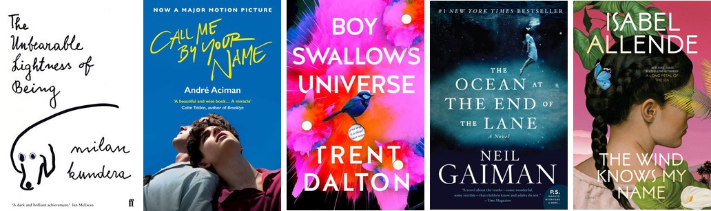 不能承受的生命之轻、请以你的名字呼唤我、男孩吞噬宇宙、巷尾的海洋、风知道我的名字